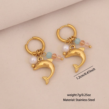 Starfish & Dolphin Beach Drop Earrings