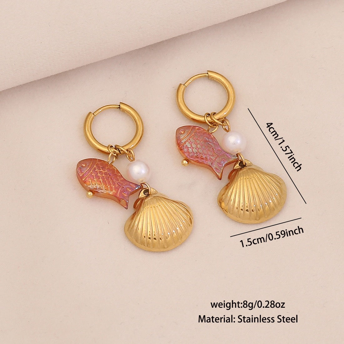 Starfish & Dolphin Beach Drop Earrings