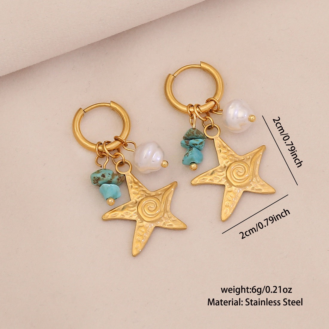 Starfish & Dolphin Beach Drop Earrings