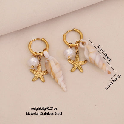 Starfish & Dolphin Beach Drop Earrings