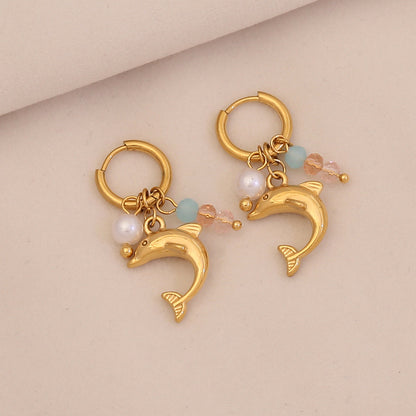 Starfish & Dolphin Beach Drop Earrings