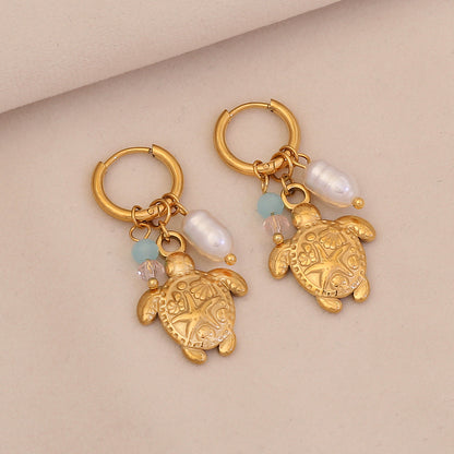 Starfish & Dolphin Beach Drop Earrings