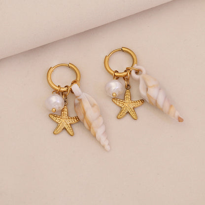Starfish & Dolphin Beach Drop Earrings