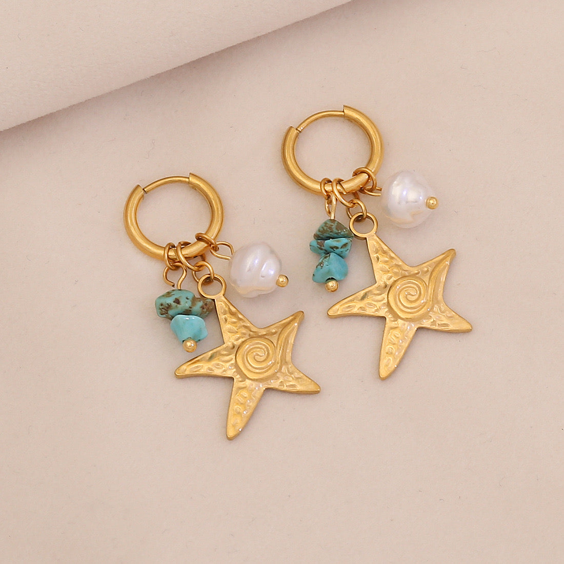 Starfish & Dolphin Beach Drop Earrings