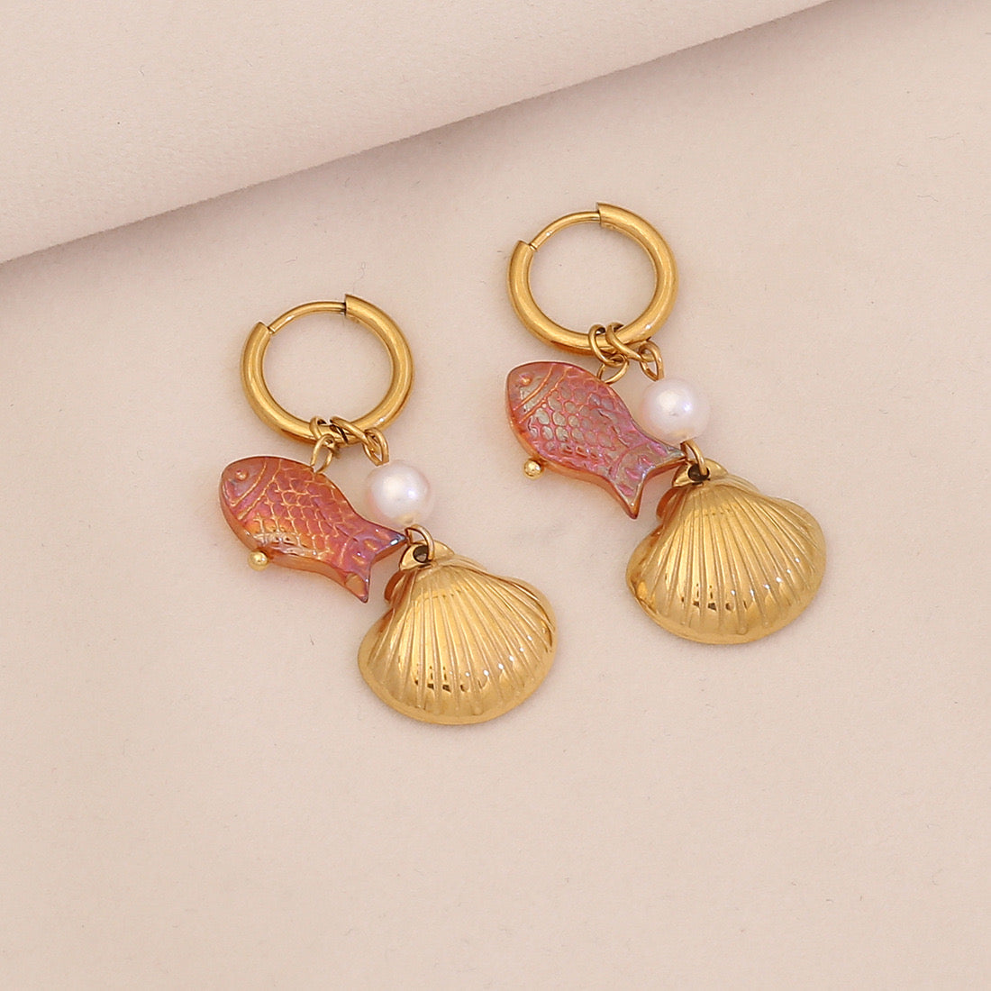 Starfish & Dolphin Beach Drop Earrings