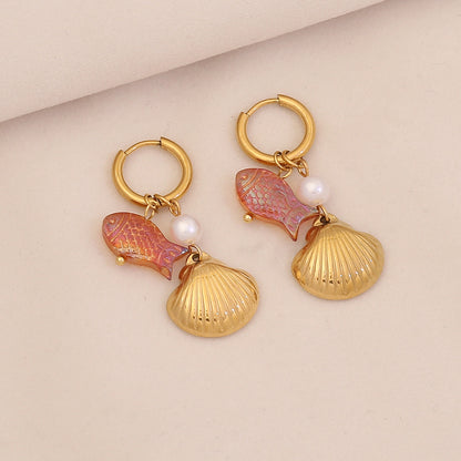 Starfish & Dolphin Beach Drop Earrings