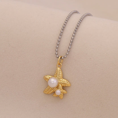 Scallop & Starfish Beach Pearl Necklace