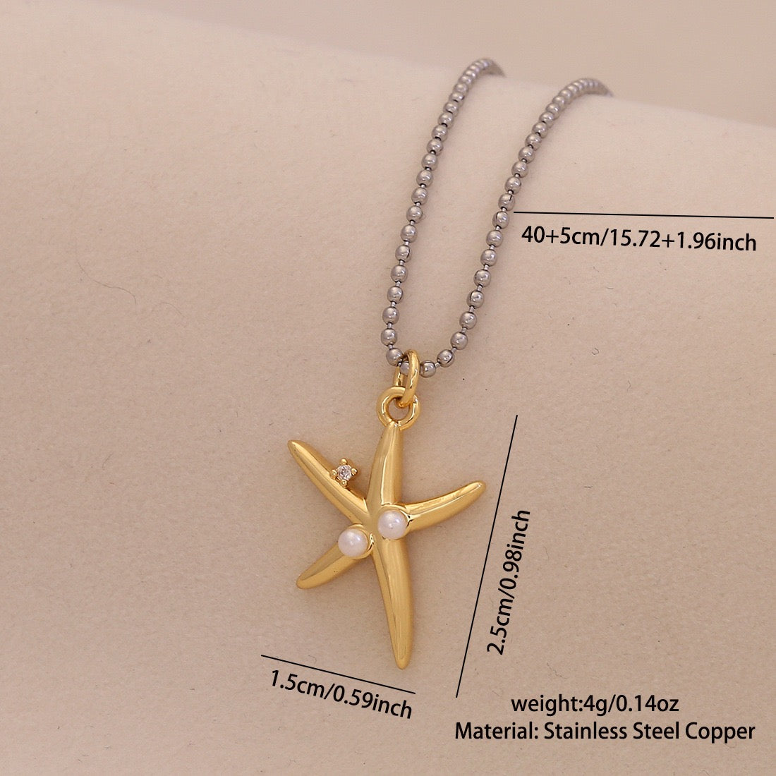 Scallop & Starfish Beach Pearl Necklace