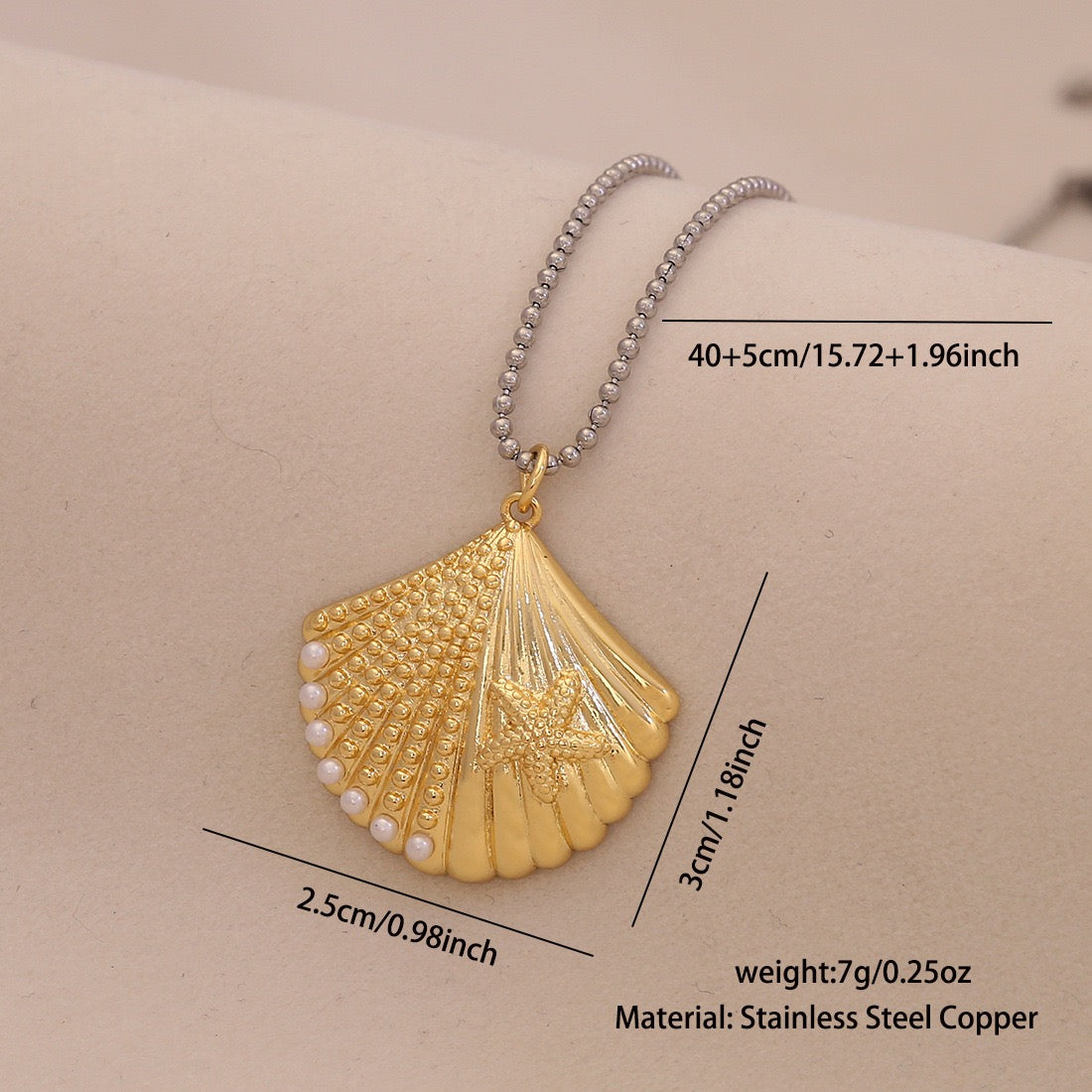 Scallop & Starfish Beach Pearl Necklace