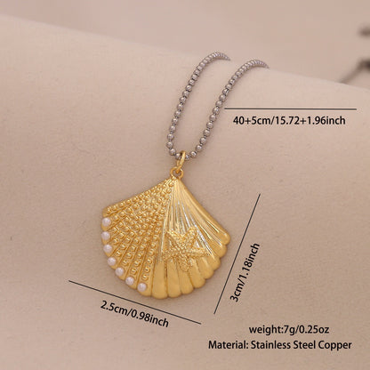 Scallop & Starfish Beach Pearl Necklace
