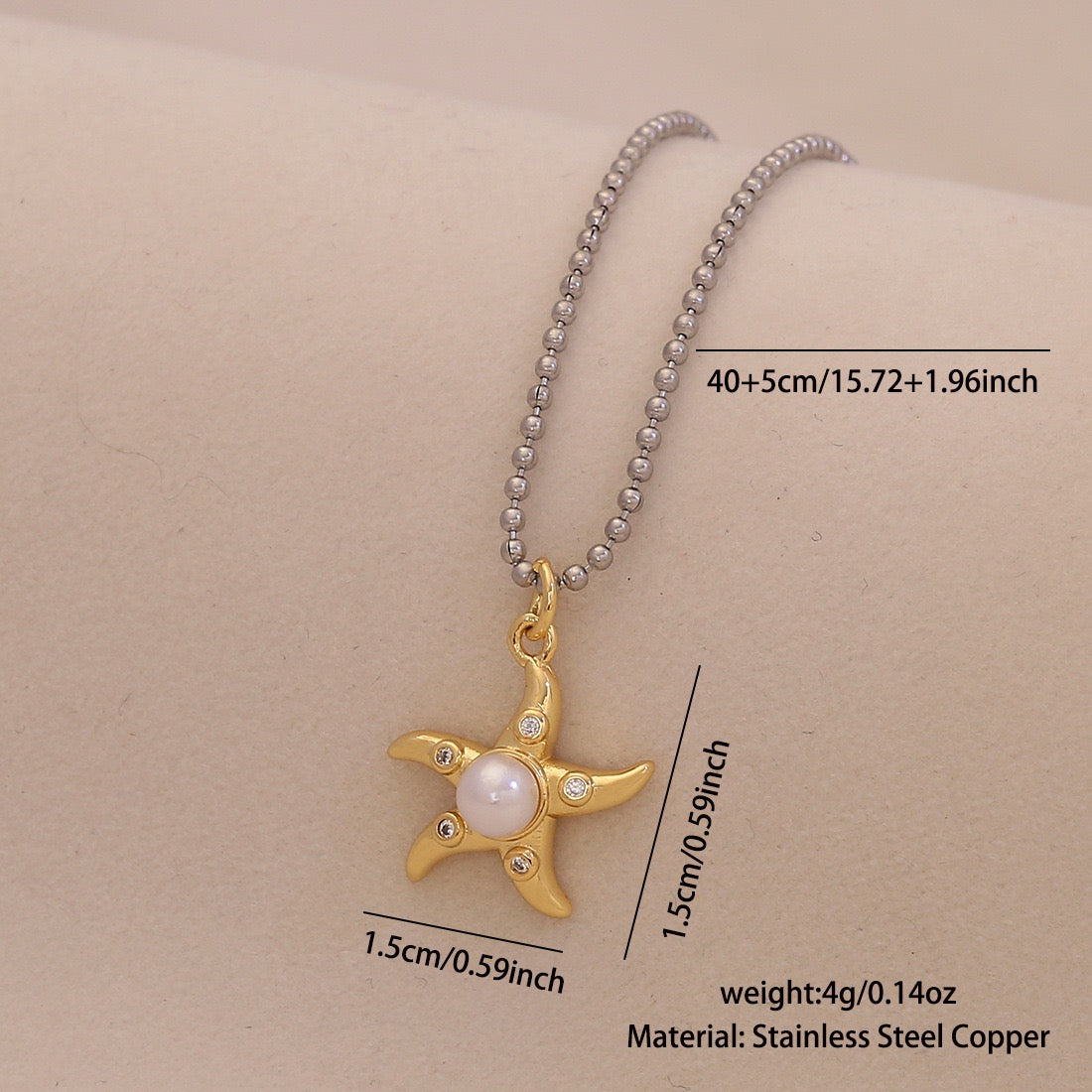 Scallop & Starfish Beach Pearl Necklace