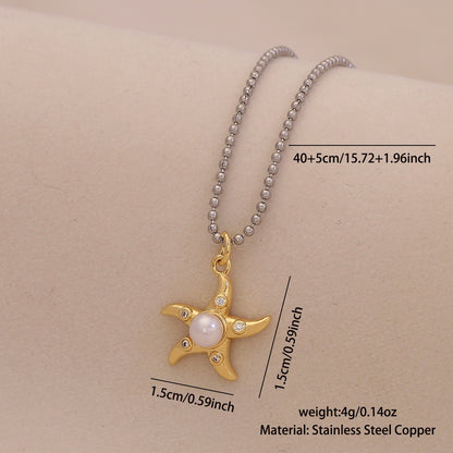 Scallop & Starfish Beach Pearl Necklace