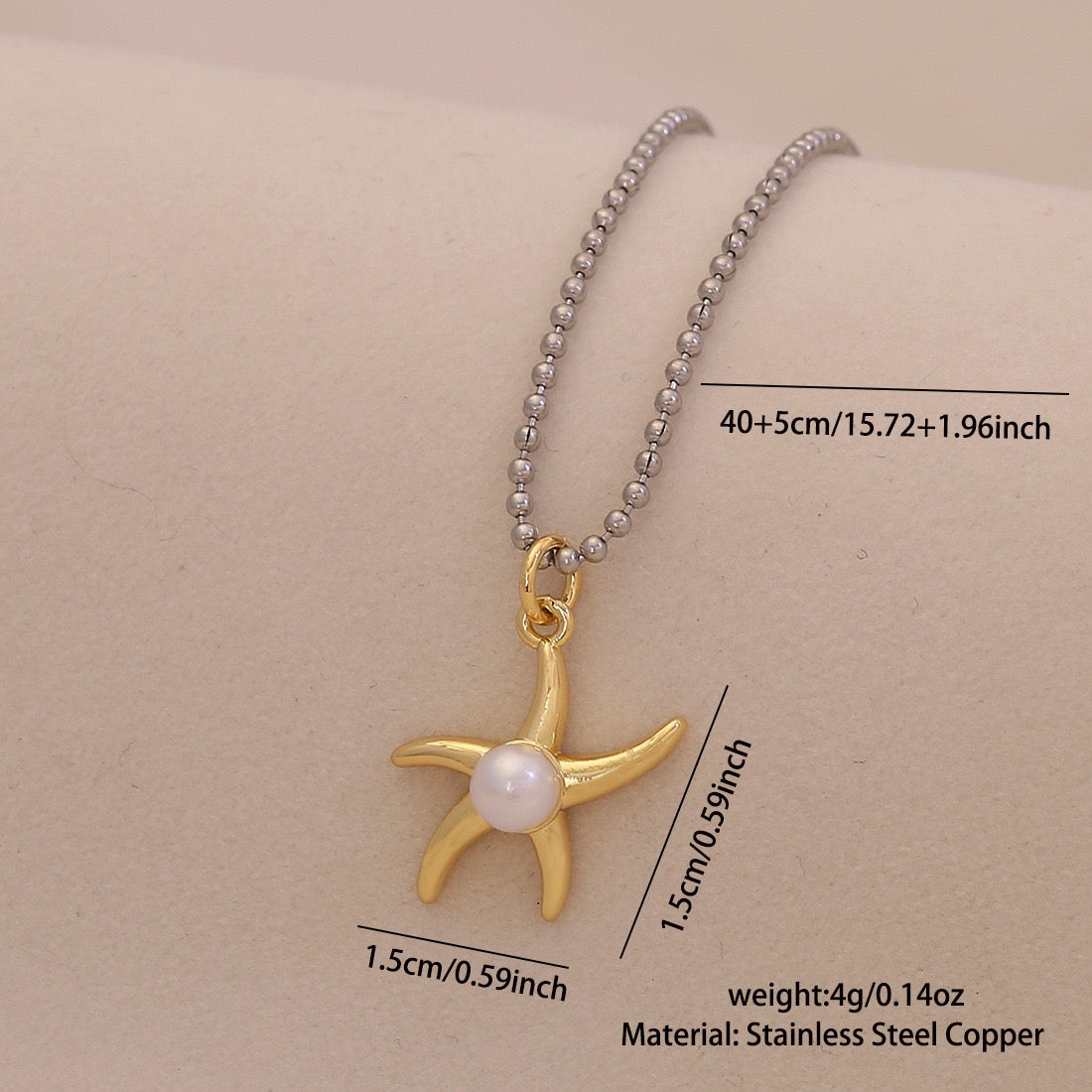 Scallop & Starfish Beach Pearl Necklace