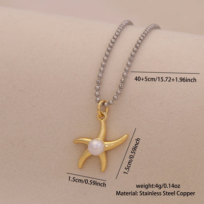Scallop & Starfish Beach Pearl Necklace