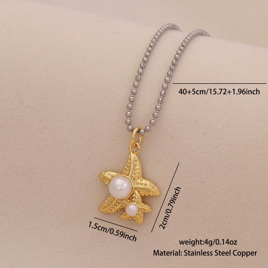 Scallop & Starfish Beach Pearl Necklace