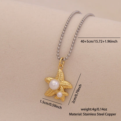 Scallop & Starfish Beach Pearl Necklace