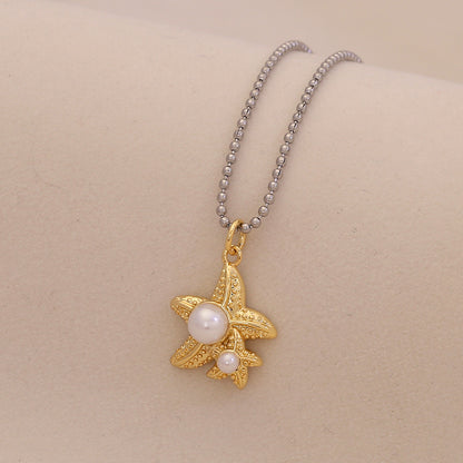 Scallop & Starfish Beach Pearl Necklace