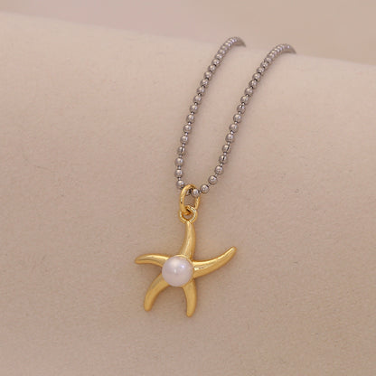 Scallop & Starfish Beach Pearl Necklace