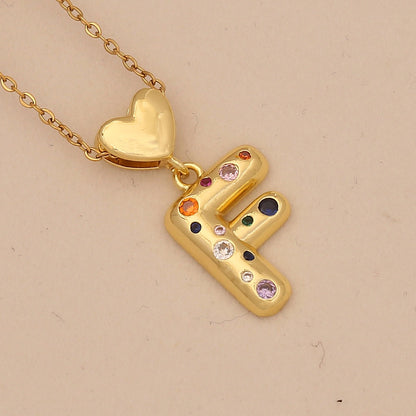 Colourful Zircon Heart Letter Necklace