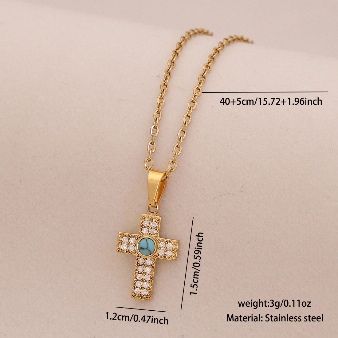 Micro-Paved Zircon Cross Stainless Steel Necklace