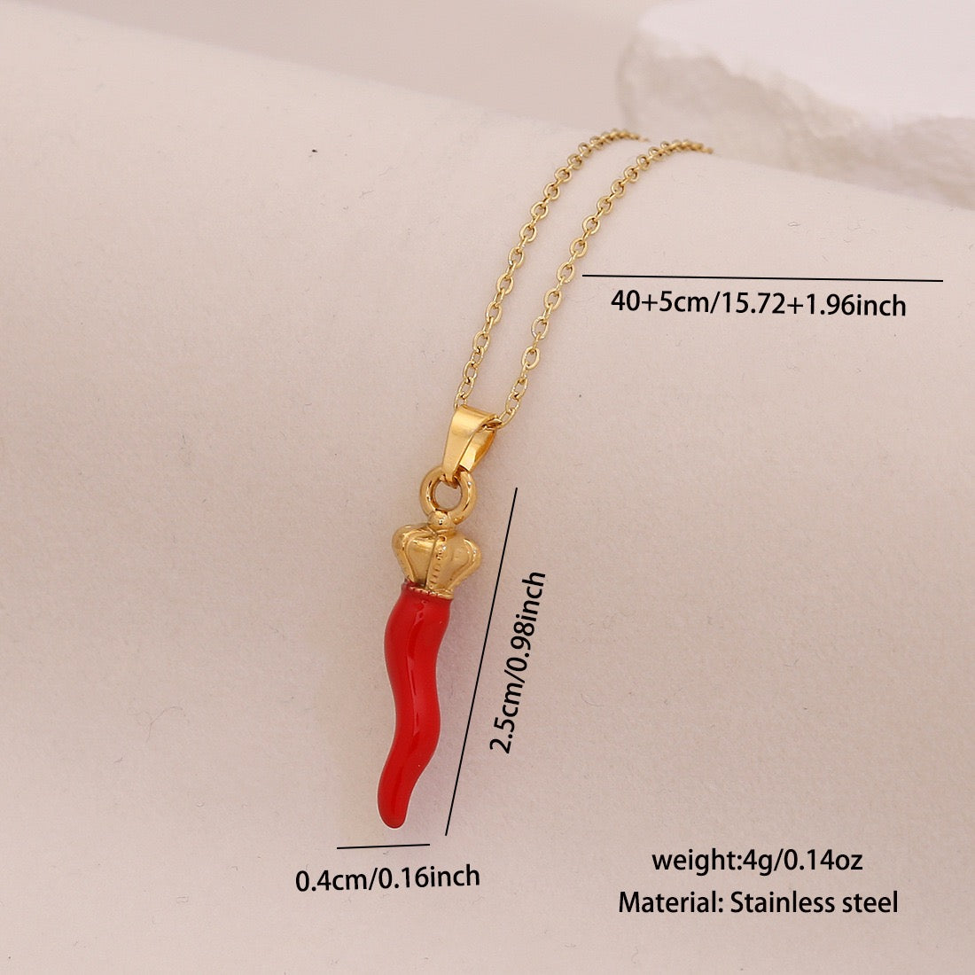 Red Lips & Chilli Pepper Stainless Steel Necklace