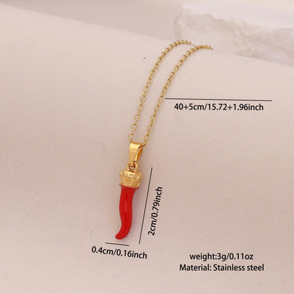 Red Lips & Chilli Pepper Stainless Steel Necklace