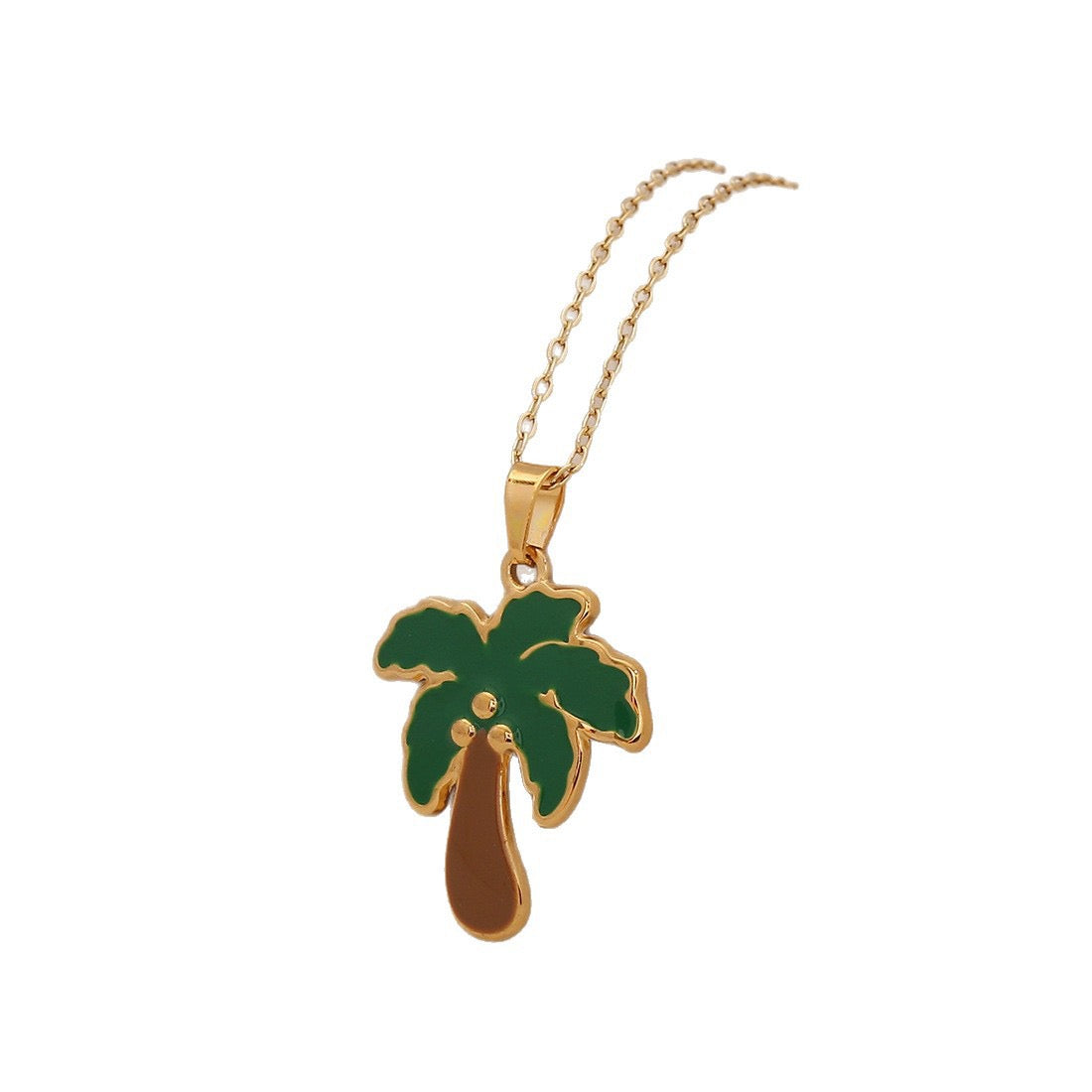 Enamel Palm Tree Beach Stainless Steel Necklace