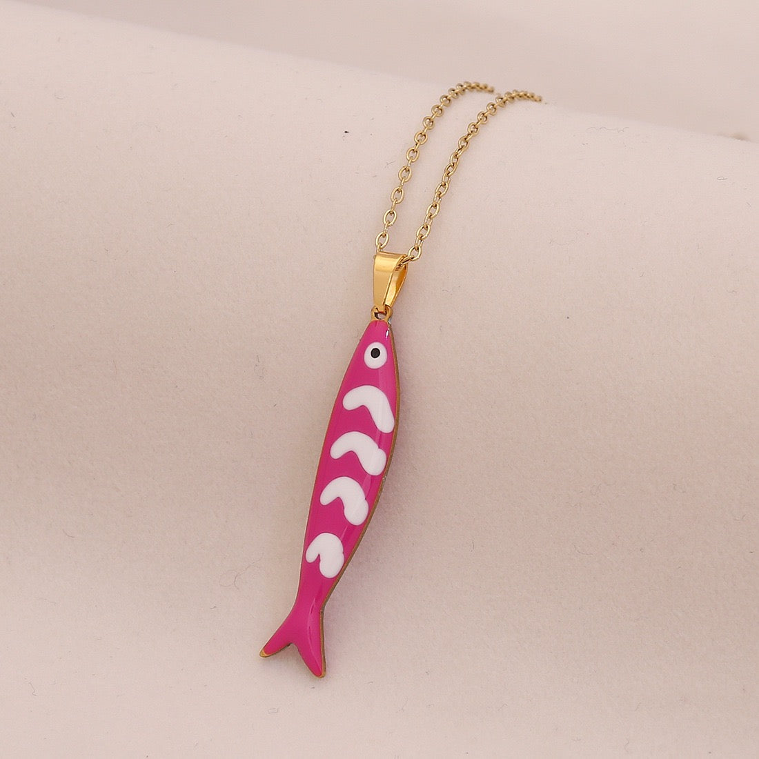 Enamel Starfish & Fish Multicolour Stainless Steel Necklace
