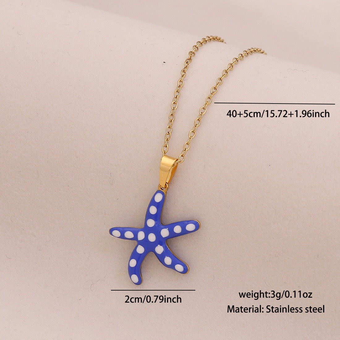 Enamel Starfish & Fish Multicolour Stainless Steel Necklace