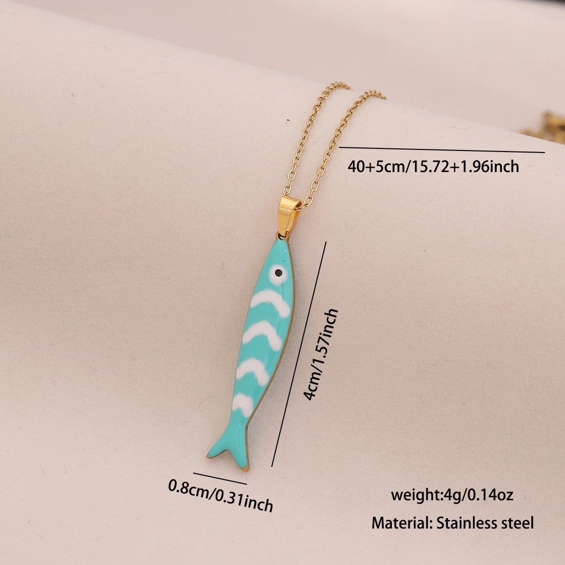 Enamel Starfish & Fish Multicolour Stainless Steel Necklace