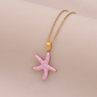 Enamel Starfish & Fish Multicolour Stainless Steel Necklace