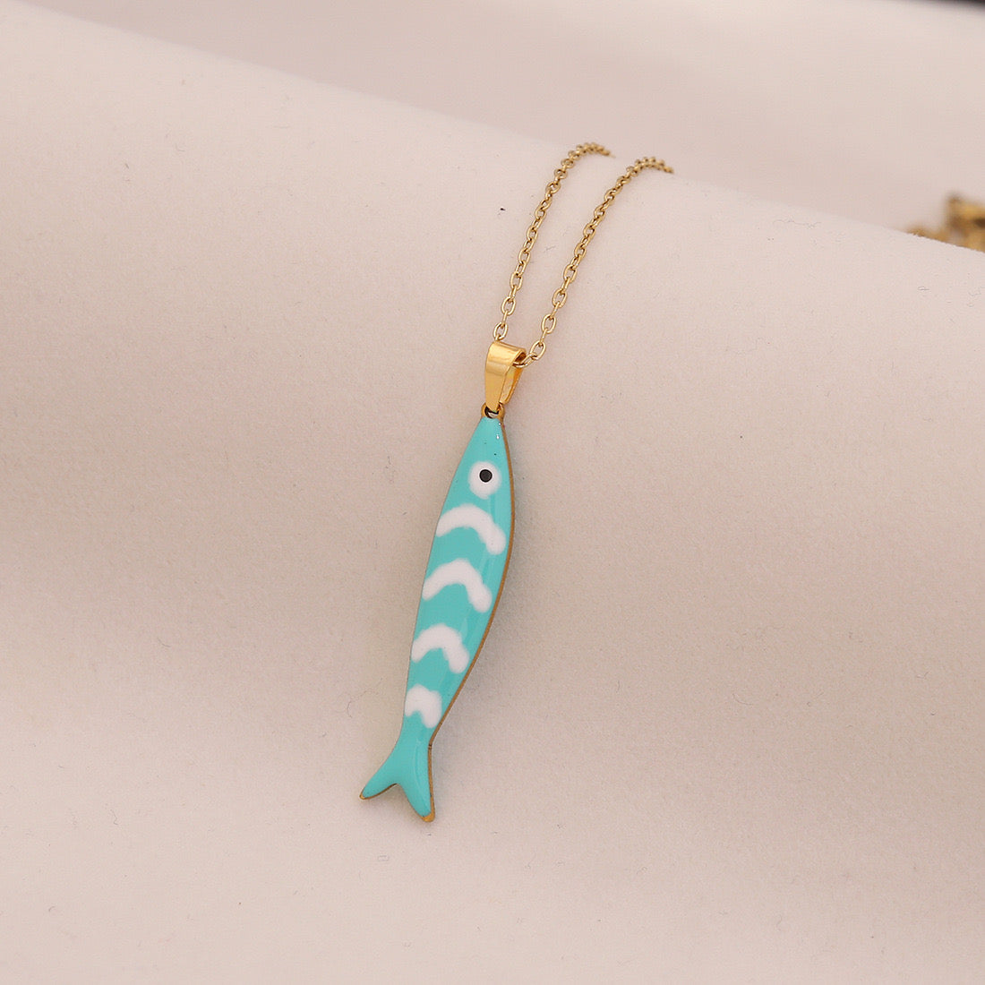 Enamel Starfish & Fish Multicolour Stainless Steel Necklace