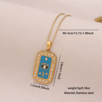 Star & Moon Evil Eye Stainless Steel Necklace