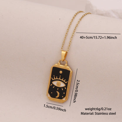 Star & Moon Evil Eye Stainless Steel Necklace