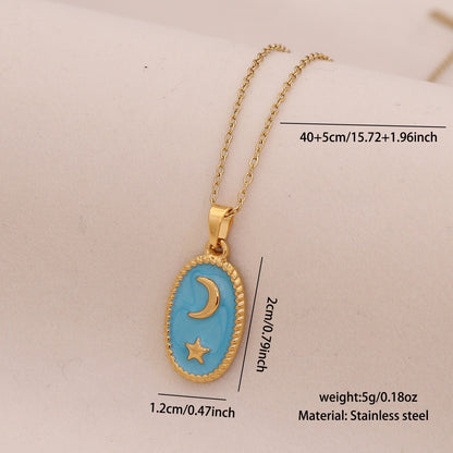 Star & Moon Evil Eye Stainless Steel Necklace