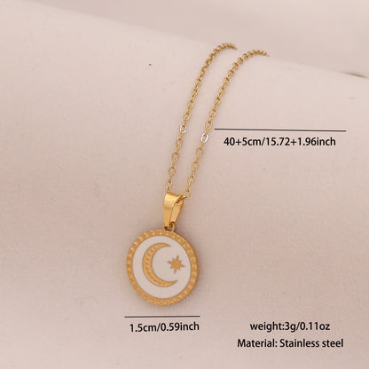 Star & Moon Evil Eye Stainless Steel Necklace