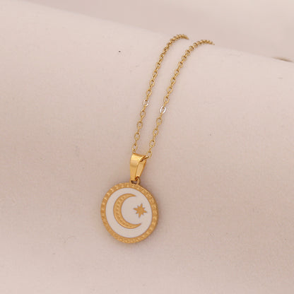 Star & Moon Evil Eye Stainless Steel Necklace