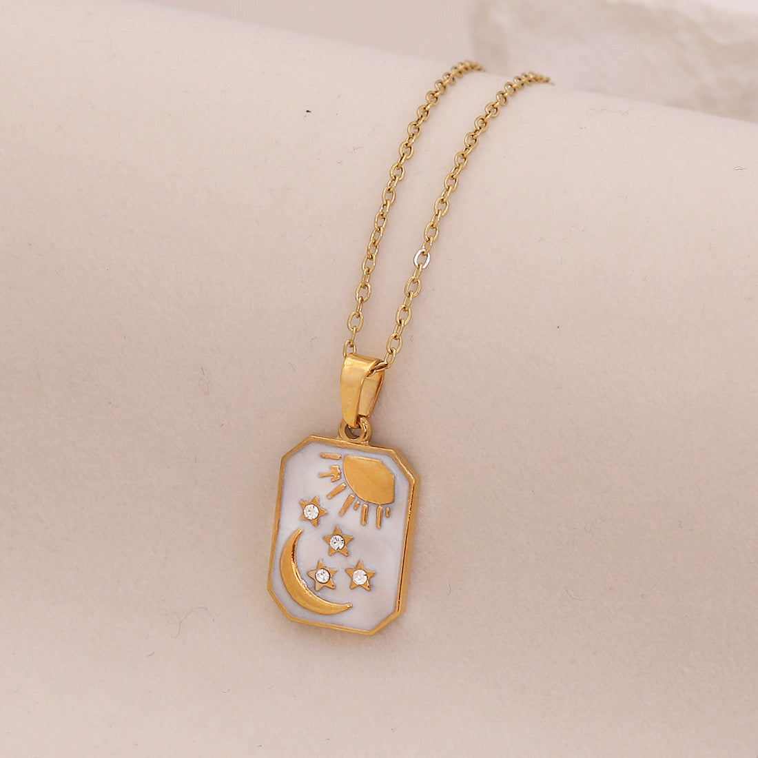 Star & Moon Evil Eye Stainless Steel Necklace