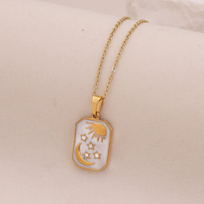 Star & Moon Evil Eye Stainless Steel Necklace