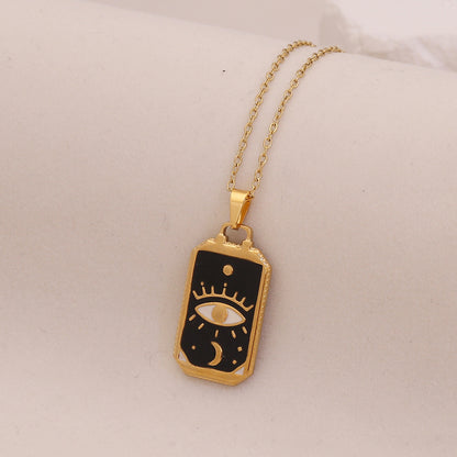 Star & Moon Evil Eye Stainless Steel Necklace