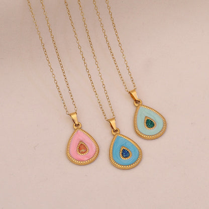 Dual-Colour Glow Water Drop Stainless Steel Necklace