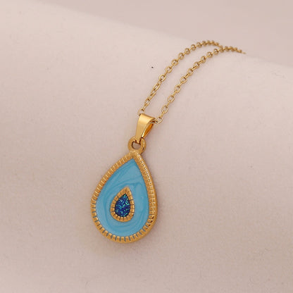 Dual-Colour Glow Water Drop Stainless Steel Necklace