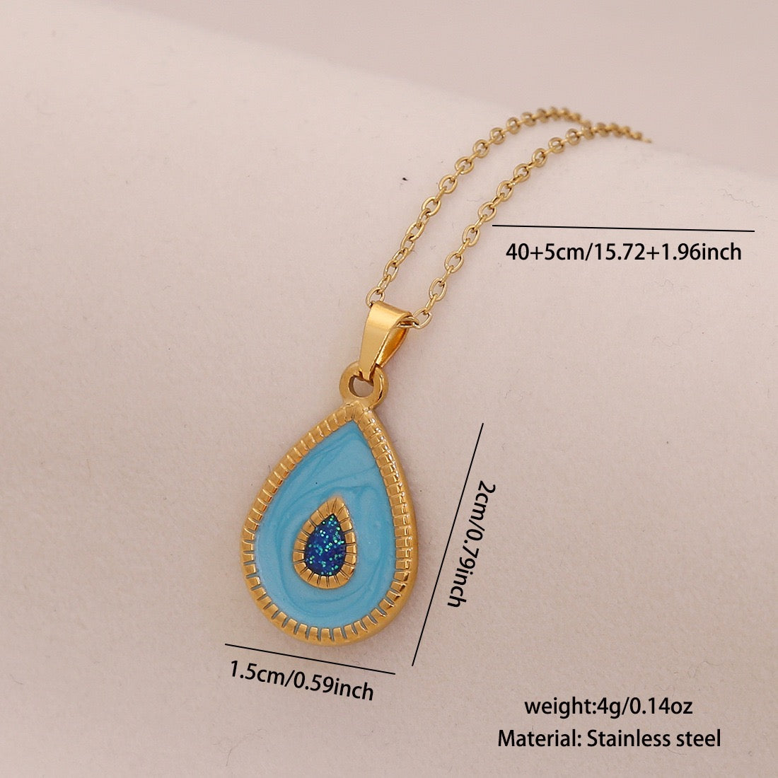 Dual-Colour Glow Water Drop Stainless Steel Necklace