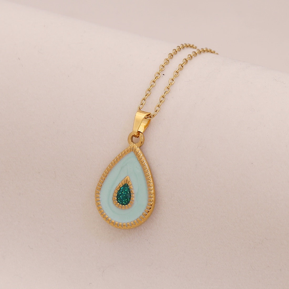 Dual-Colour Glow Water Drop Stainless Steel Necklace