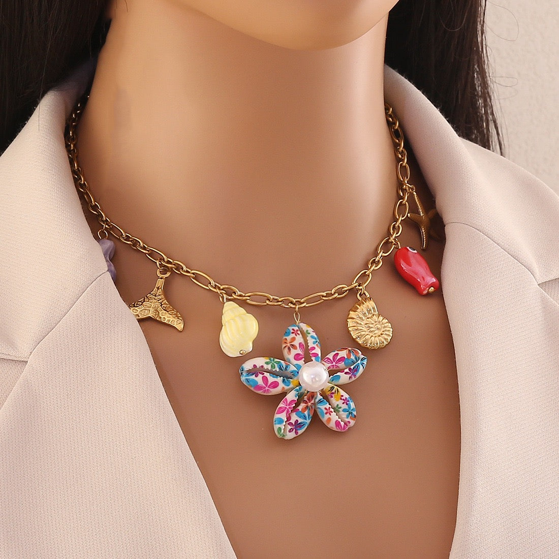 Ocean Whisper Shell & Starfish Necklace