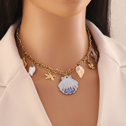 Ocean Whisper Shell & Starfish Necklace