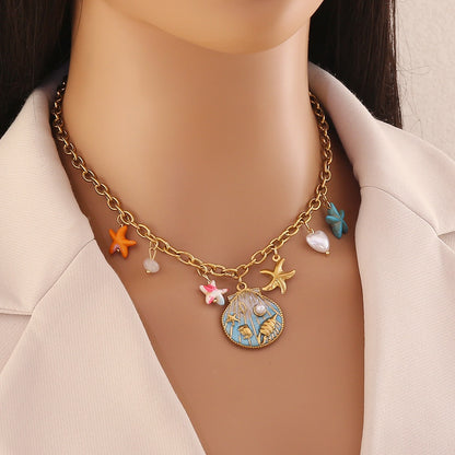 Ocean Whisper Shell & Starfish Necklace