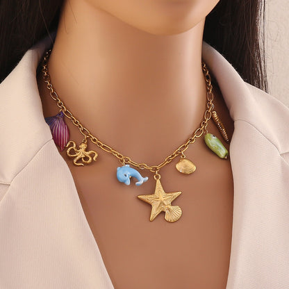 Ocean Whisper Shell & Starfish Necklace