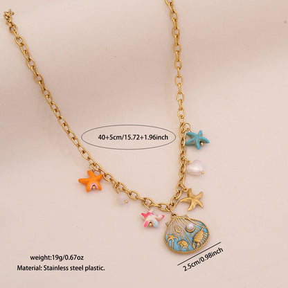 Ocean Whisper Shell & Starfish Necklace