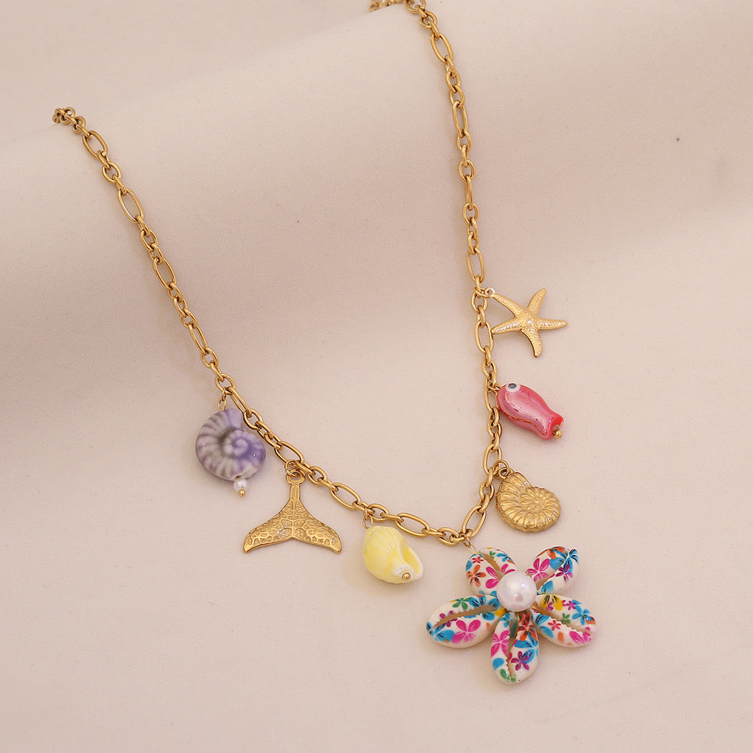 Ocean Whisper Shell & Starfish Necklace